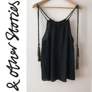 & Other Stories Black Swing Sparkle Stripe TankTop